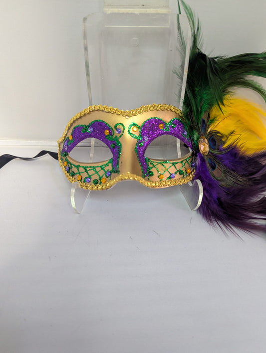 Gold Mardi Gras w/ Feathers image 0