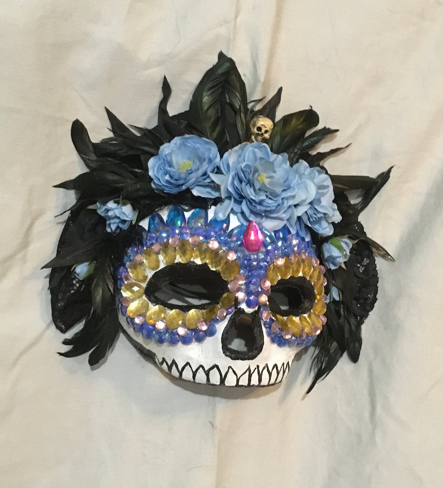 Blue Jeweled Half Skull image 0