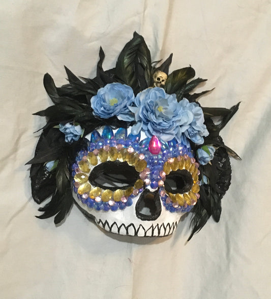 Blue Jeweled Half Skull image 0